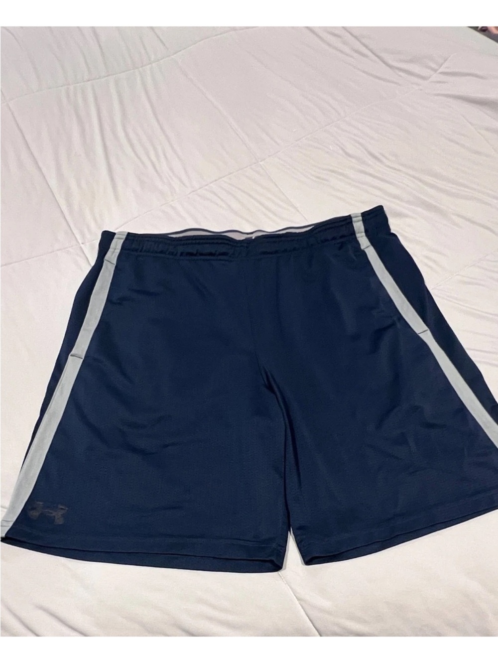 Under Armour Navy Athletic Shorts with Light Gray Side Stripes